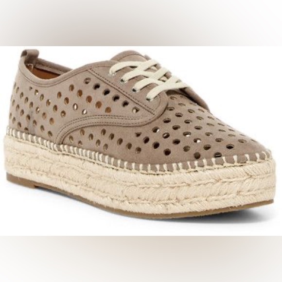 indigo rd Shoes - Indigo Rd. 'Laney' Perforated Oxford Sueded Espadrille in Taupe - size 8.5